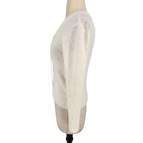 SALE Zalma Spark Eyelash Pullover Sweater WHITE Long Sleeve Size Small - Picture 3 of 5